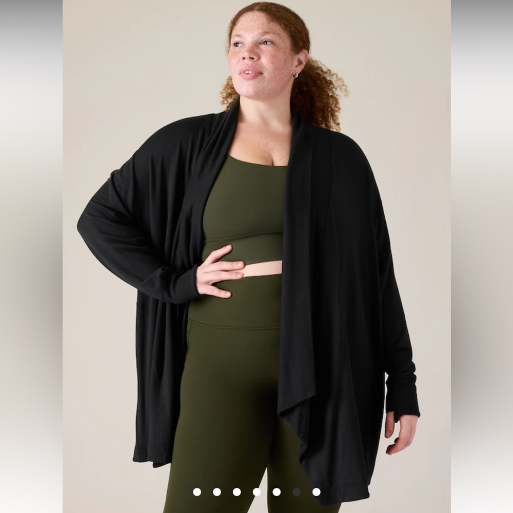 Athleta Pranayama Black Wrap Open Front Top Size 2X